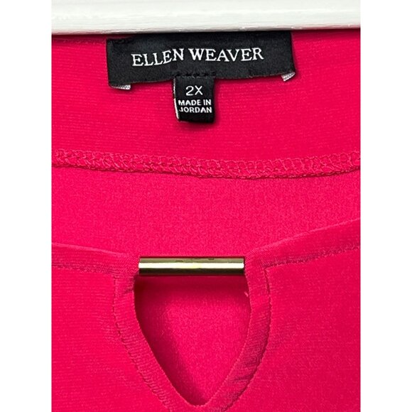 Ellen Weaver Pink Fuchsia 3/4 Sleeve Tunic Top Plus Size 2X - Picture 3 of 10